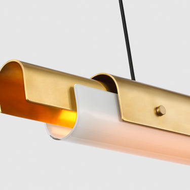 Adjustable Height Linear Chandelier: Ambrose 36" by Visual Comfort, Brass
