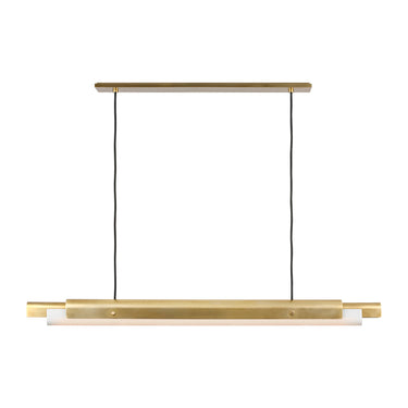 Visual Comfort Ambrose 54" contemporary LED chandelier with etched glass diffuser.