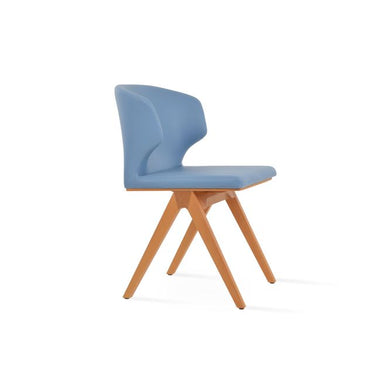 Modern Amed Fino dining chair in blue Furni-soft upholstery with wooden legs by Soho Concept