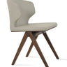 Amed Fino upholstered dining chair by Soho Concept with light grey Furni-soft fabric and solid wood base