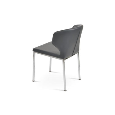 Modern Amed Metal dining chair with upholstered seat and backrest