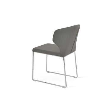 Soho Concept Amed modern grey chair with Camira Era fabric upholstery and minimalist metal sled base.