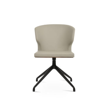 Modern Amed Spider upholstered swivel chair in light grey leatherette with black aluminum base by Soho Concept
