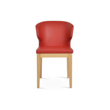 Custom color Amed dining chair with chrome ring wood base