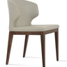 Amed Wood Base Dining Chair by Soho Concept with light grey Furni-Soft leatherette upholstery and wood legs
