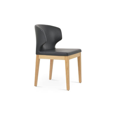 Modern Amed upholstered dining chair by Soho Concept in grey anthracite PPM fabric with wood base