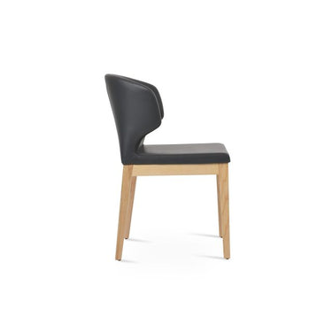 Soho Concept Amed wood dining chair with grey anthracite PPM upholstery and contemporary design
