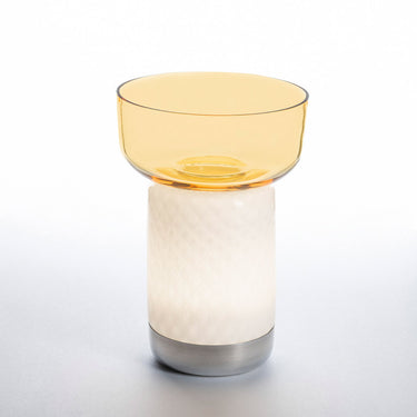 Rechargeable LED table lamp by Artemide with elegant glass bowl design Topaz