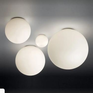 Artemide Dioscuri handblown glass globe wall light showing all sizes