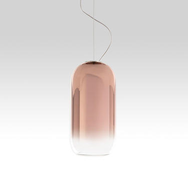 Gople Suspension Pendant Light by Artemide with Copper Gradient Hand-Blown Glass, Designer Lighting for Modern Interiors