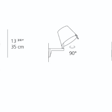 Melampo Mini Wall Light installed in contemporary bedroom décor line drawing