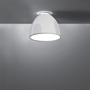Designer Nur Mini Ceiling Fixture by Artemide, White Glossy Modern Lighting for Residential and Business Spaces