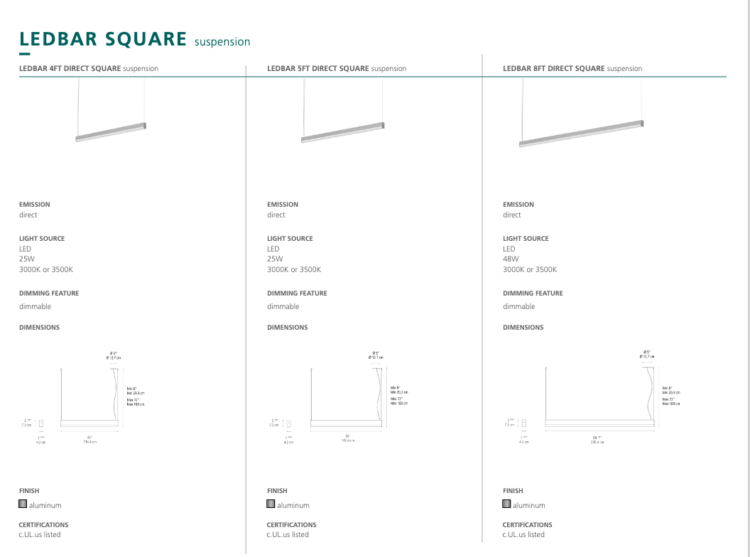 LEDBar Linear Suspension Square by Artemide