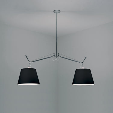 Artemide Tolomeo Double Black modern kitchen pendant lighting with sleek aluminum suspension design
