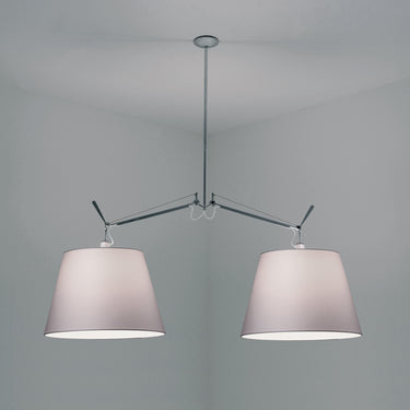 Artemide Tolomeo adjustable pendant lamp with Silver Fiber diffuser for modern workspace lighting 17-Inch