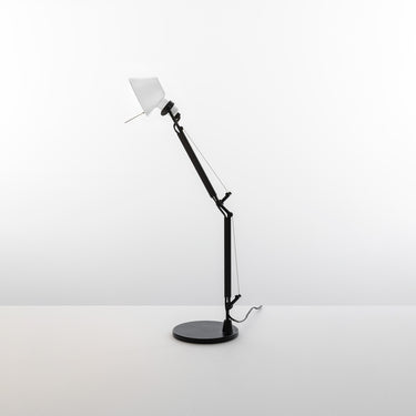 Tolomeo Micro Bicolor desk lamp with whitel shade and black base, ideal for modern commercial spaces