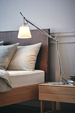 Elegant aluminum Tolomeo table lamp by Artemide for reading nooks and office desks