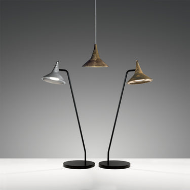 Artemide Unterlinden 3000K LED task lighting showing aluminum and bronze finishee