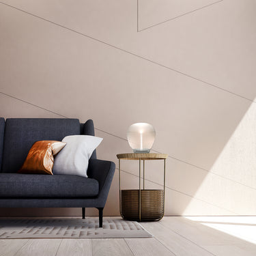 Artemide Empatia 16 designer glass table lamp in contemporary living room setting