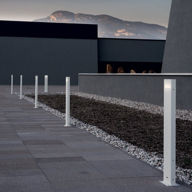 Nuda Outdoor Bollard Light styled in a modern interior, view 1