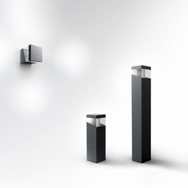 Tetragono Outdoor Bollard Light styled in a modern interior, view 3