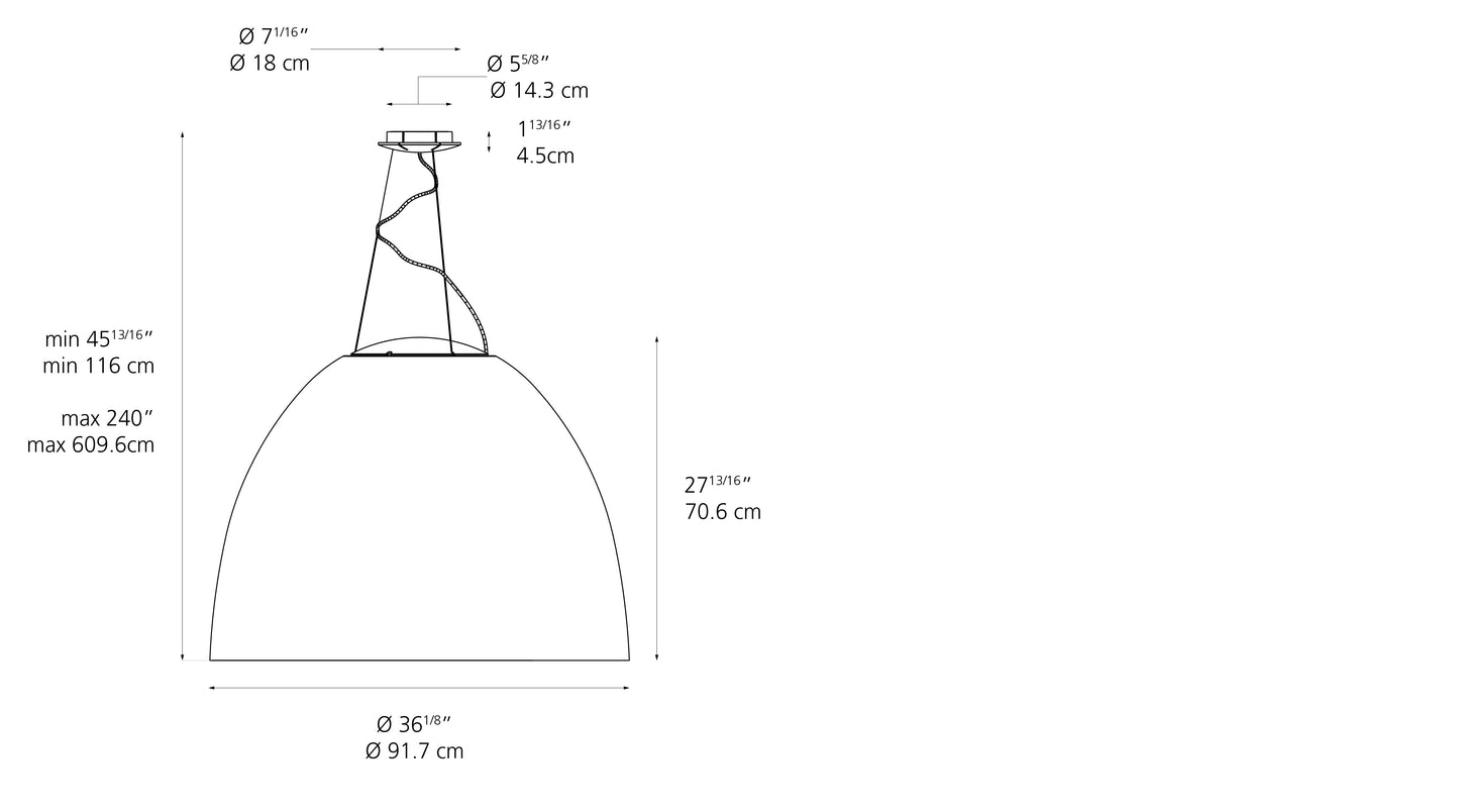 Artemide Nur 1618 Acoustic Pendant Light  Extended Length