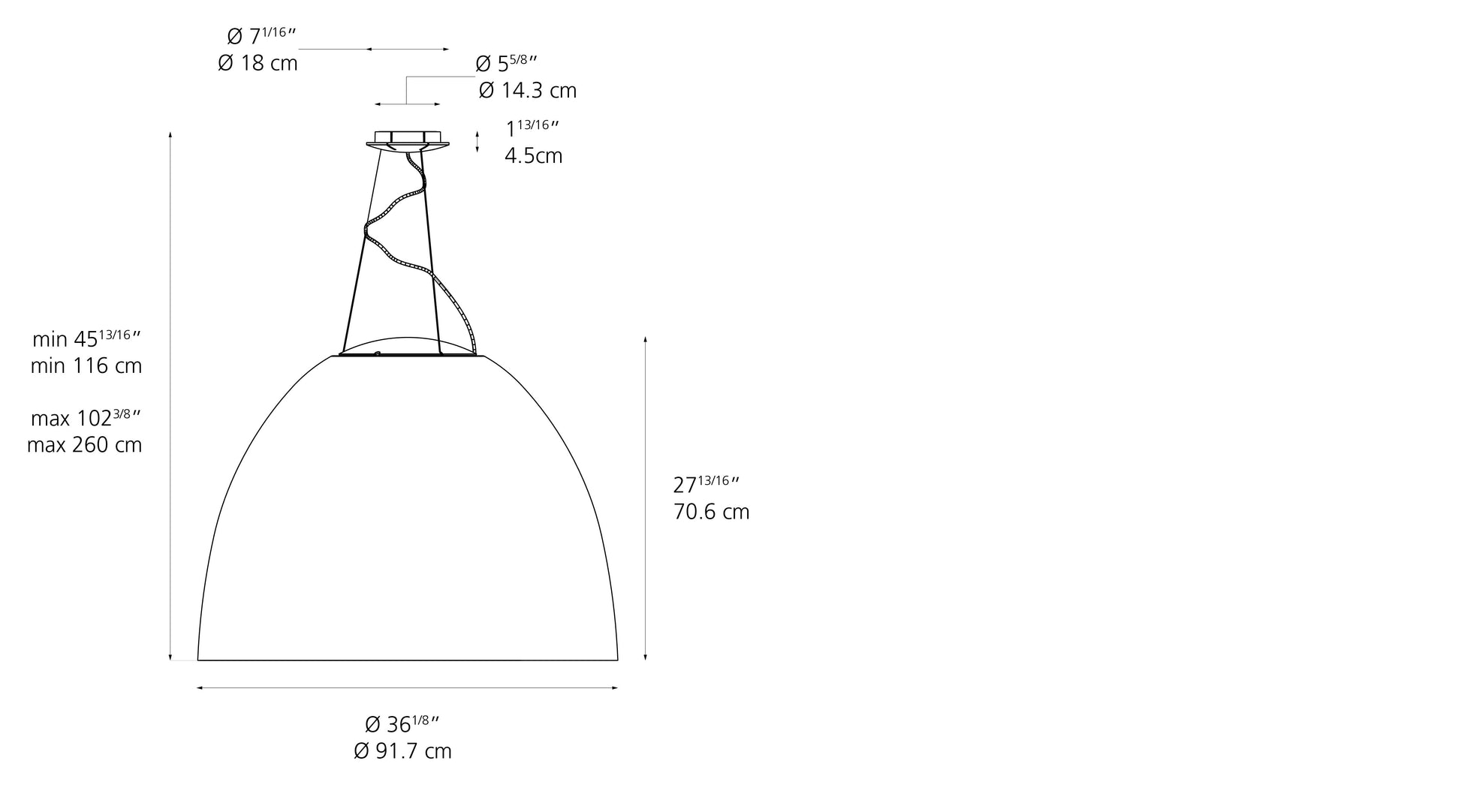 Artemide Nur 1618 Acoustic Pendant Light  Standard Length