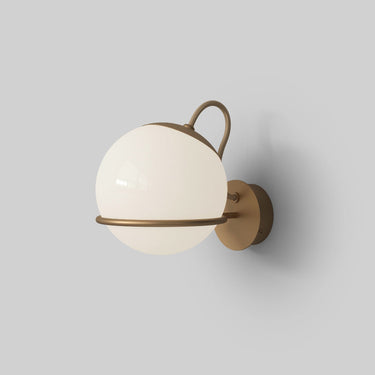 Astep Model 237/1 wall light, champagne ring, switched on