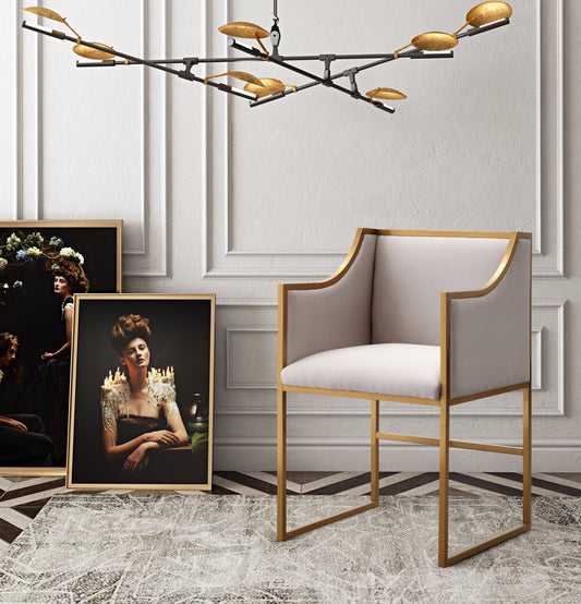 Tov Furniture Atara Cream Velvet Gold Chair