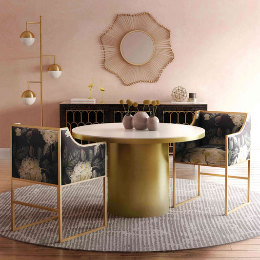 Tov Furniture Atara Floral Velvet Gold Chair