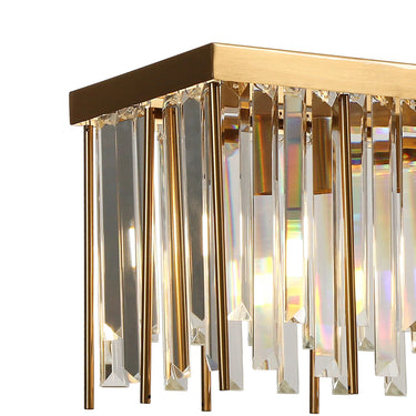 Sparkling 7-Light Crystal Island Light - 41" Rectangular Brass Fixture for Kitchen 