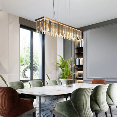 Luxury Kitchen Lighting: Athean 41" 7-Light Brass Rectangle Dining Area Chandelier