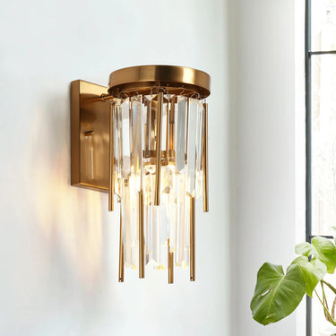 Athean 1-Light Wall Sconce with Crystals, Brass - Living Area wall light
