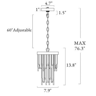 Athean 8-Light Crystal Prism Chandelier with Brass Accents with Adjustable Chain
