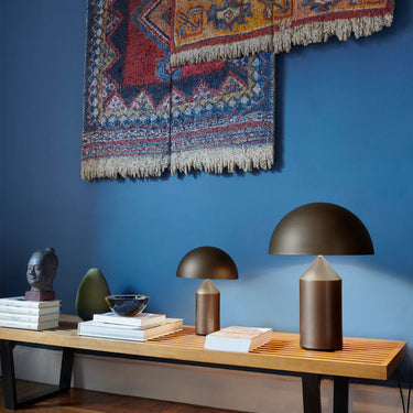 Medium Atollo table lamp by Oluce with dimmable lighting for office