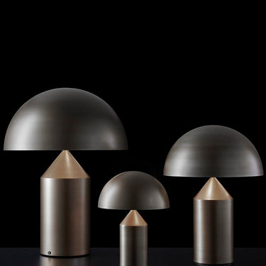 Dimmable Atollo Italian design table lamp in satin bronze finish