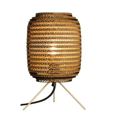 Handcrafted Recycled Cardboard Table Lamp with Brass Frame – Ausi by Graypants Ausi Table Lamp by Graypants