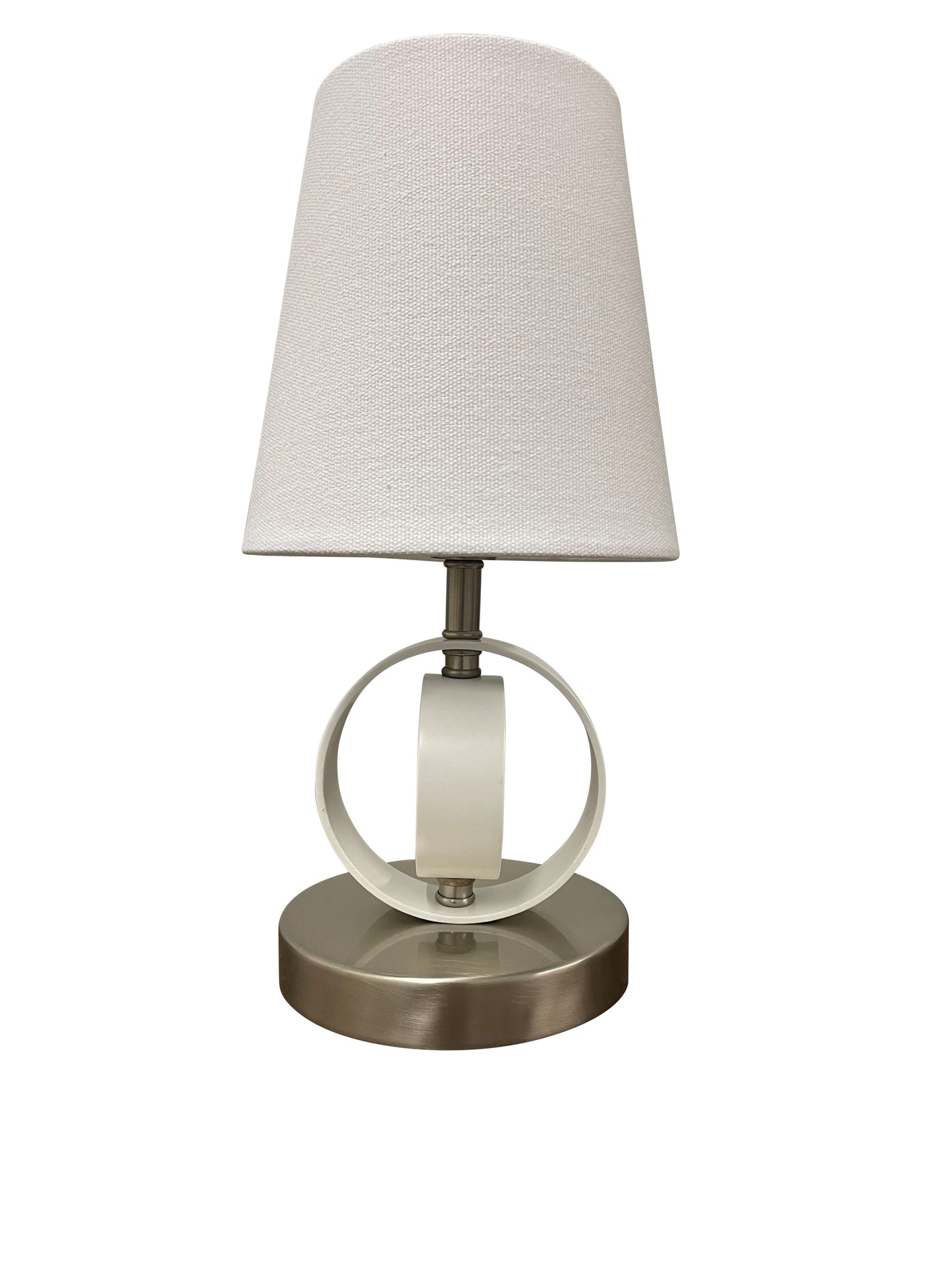 House of Troy Bryson Mini 4" double ring satin nickel/white accent lamp B209-SN/WT