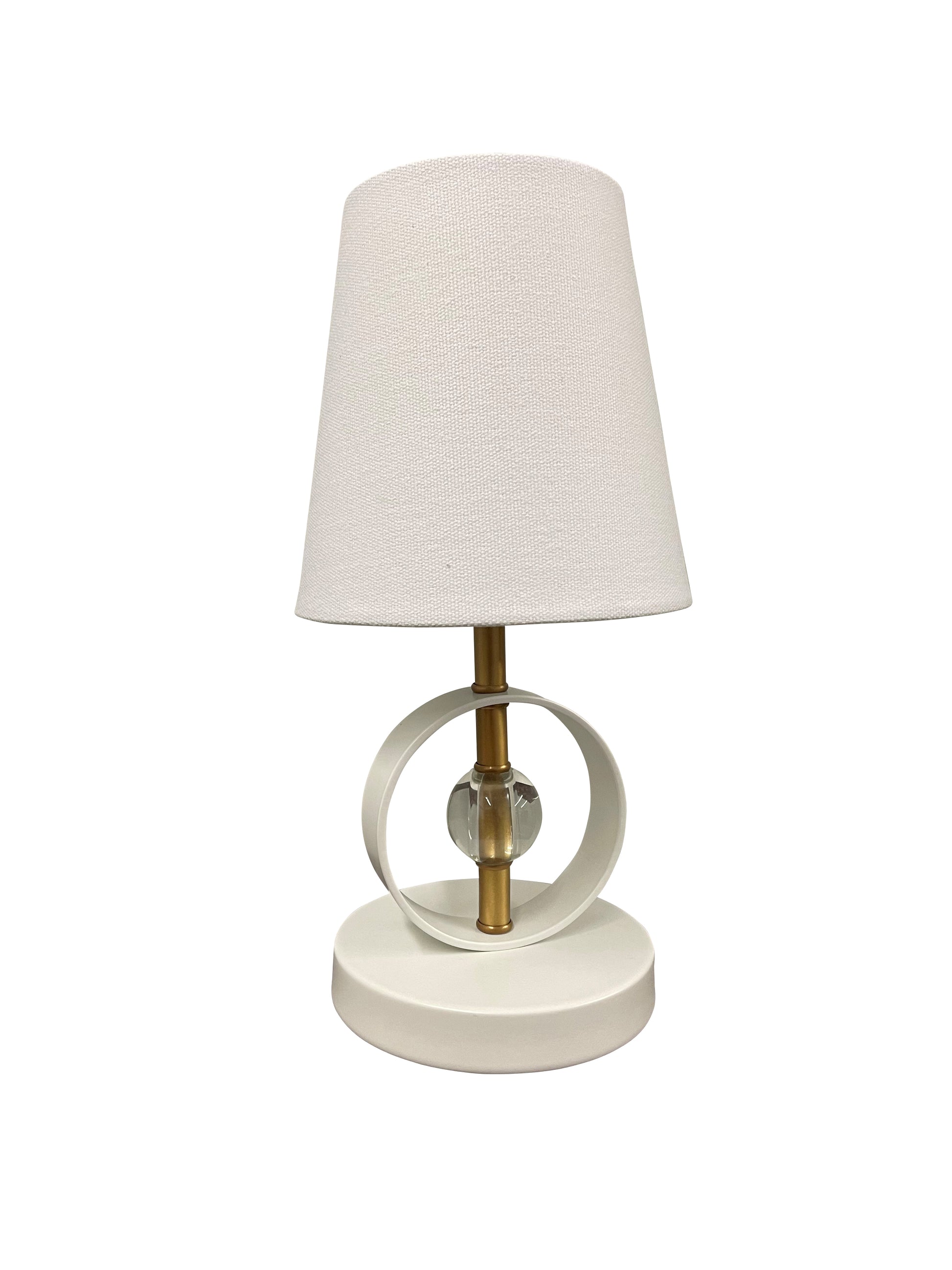 House of Troy Bryson Mini 4" ring and crystal weathered brass/white accent lamp B210-WB/WT