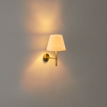 Modern BC2 wall sconce for hallway and bedroom lighting with stitched beige parment