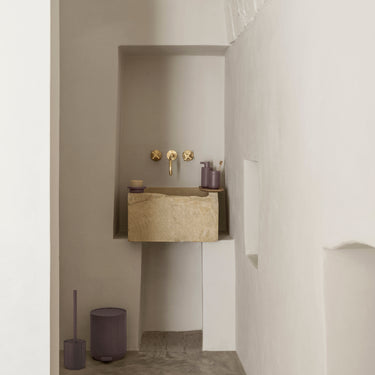 KUA tumbler in a styled bathroom (2) | KUA by Anton Björsing for blomus