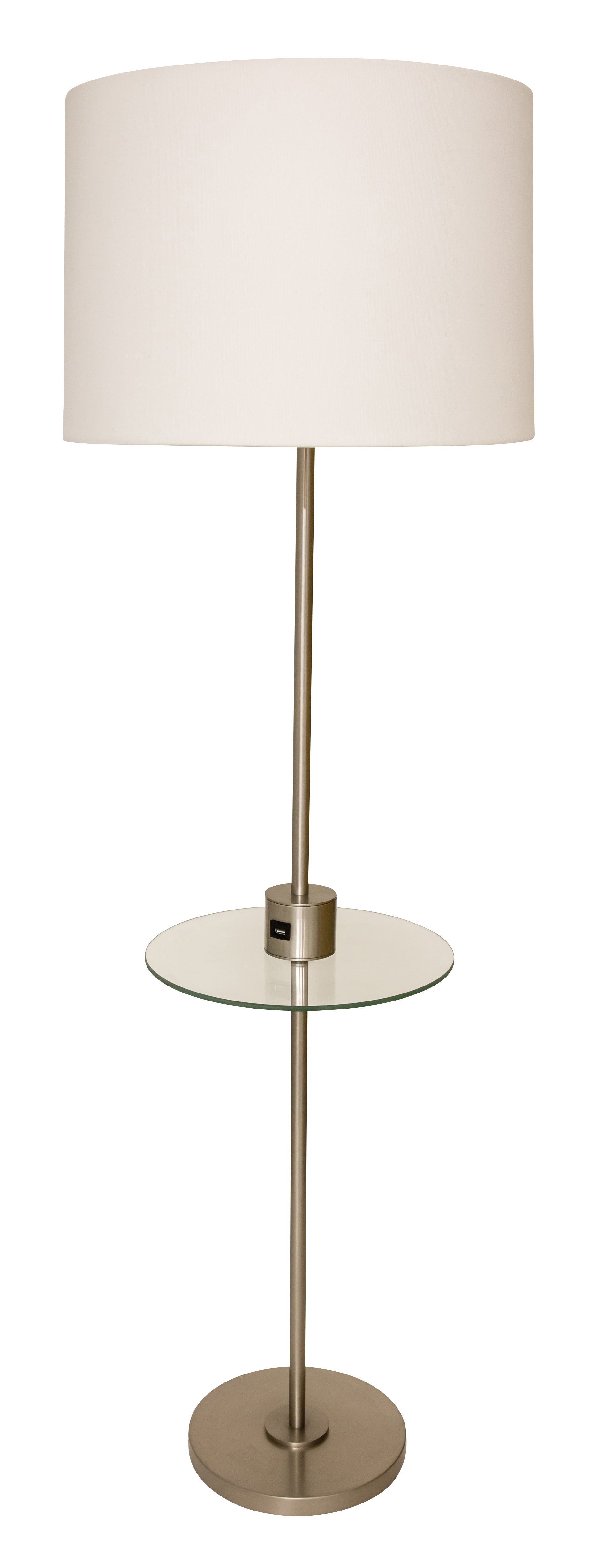 House of Troy Brandon Floor Lamp with USB Port in Satin Nickel BR102-SN