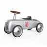 Audi-inspired metal ride-on car for toddlers by Baghera with long wheels and retro design