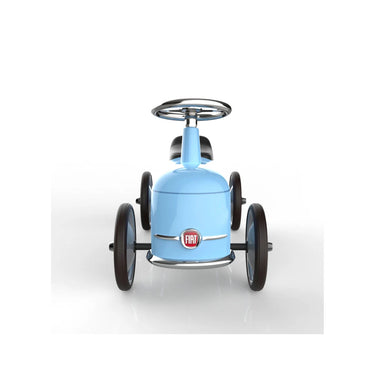 Retro-style toddler ride-on car with durable metal frame and wide wheels

