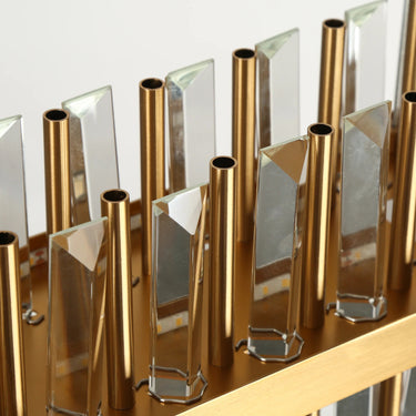 Gold linear pendant light fixture dining room