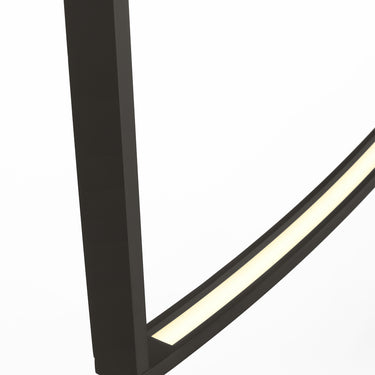 Artistic arched chandelier: Close-up view of the Baku 49" in nightshade black finish. 