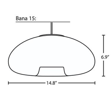 Bana 15 outline drawing, 14.8 by 6.9 in. | Besa Lighting