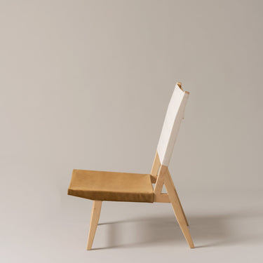 Barceloneta low lounge chair with white canvas backrest