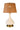 Rechargeable Bartlett ivory ceramic table lamp with warm LED lighting and rattan shade