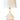 Decorative ivory ceramic table lamp with rechargeable battery, brass accents and white linen shade
